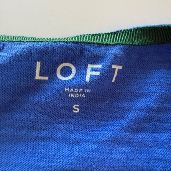 Loft-Blue-Cobalt-Green-Stripe-Sporty-Collegiate-100% Cotton-Boatneck-Women’s-S - Picture 4 of 9